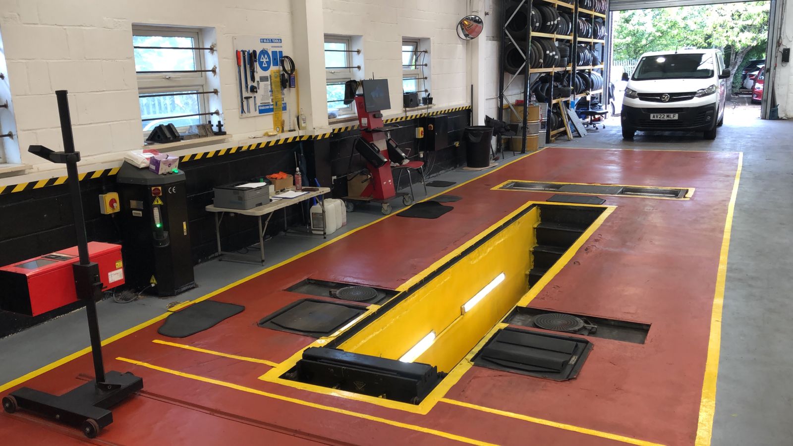 Clean and organized garage workshop